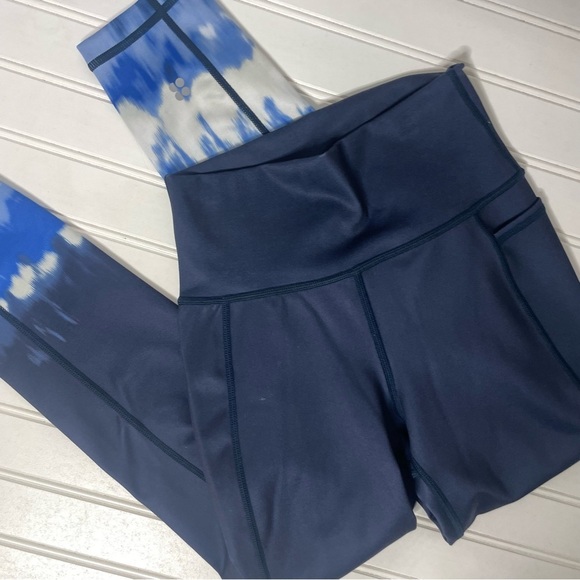 SWEATY BETTY Super Sculpt 7/8 Leggings in Navy Blue Ink Print XXS 828 - Picture 2 of 6